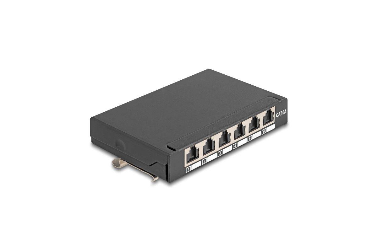 Mini Patchpanel 6x RJ45 Cat.6A geschirmt schwarz-0