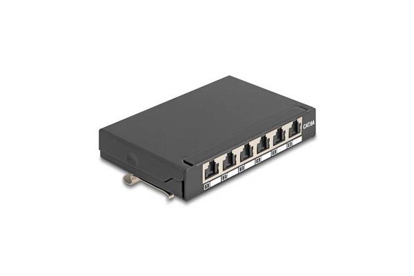 Mini Patchpanel 6x RJ45 Cat.6A geschirmt schwarz