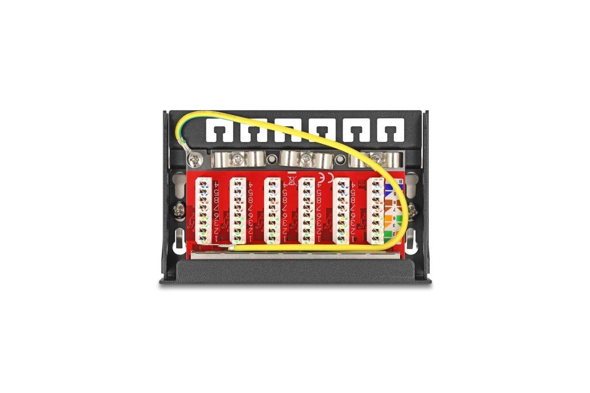 Mini Patchpanel 6x RJ45 Cat.6A geschirmt schwarz-1