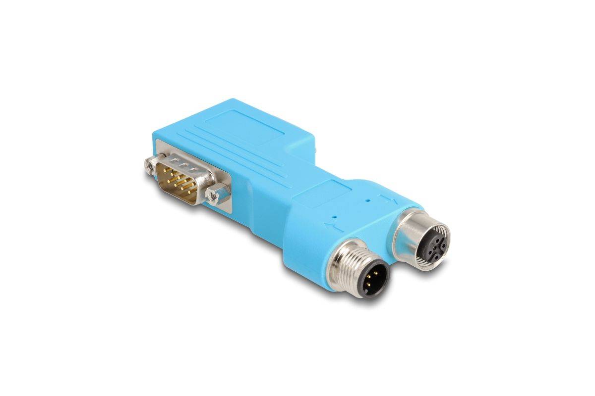 Delock D-Sub 9 Stecker und Buchse zu M12 5 pin A-kodiert CAN Bus 5-polig Blau-0