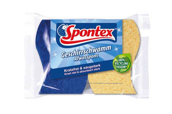 Spontex Geschirrschwamm, Blau, Gelb, Maschinenwäsche, Monochromatisch, 2 Stück(e)