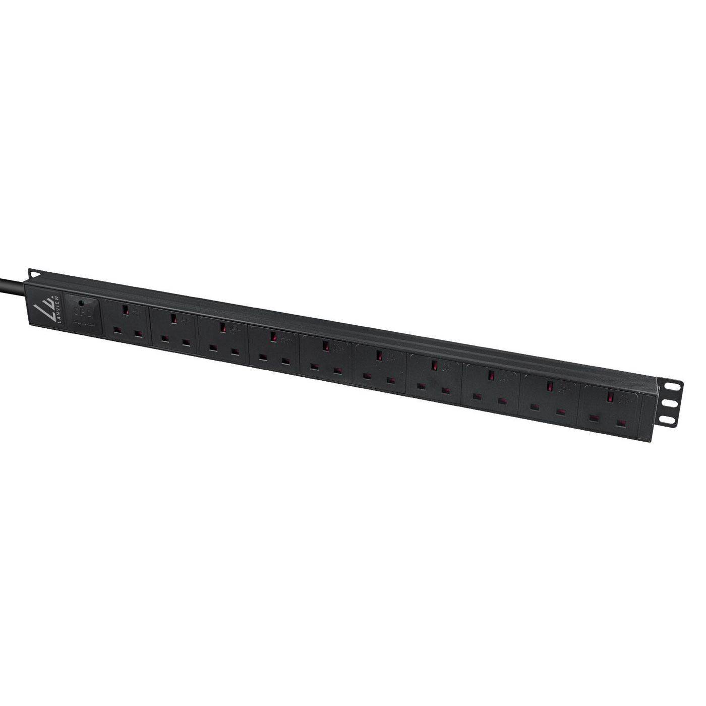 LANVIEW - UK Rack mount power strip 1. 13A with 10x socket - Rackbefestigung-1