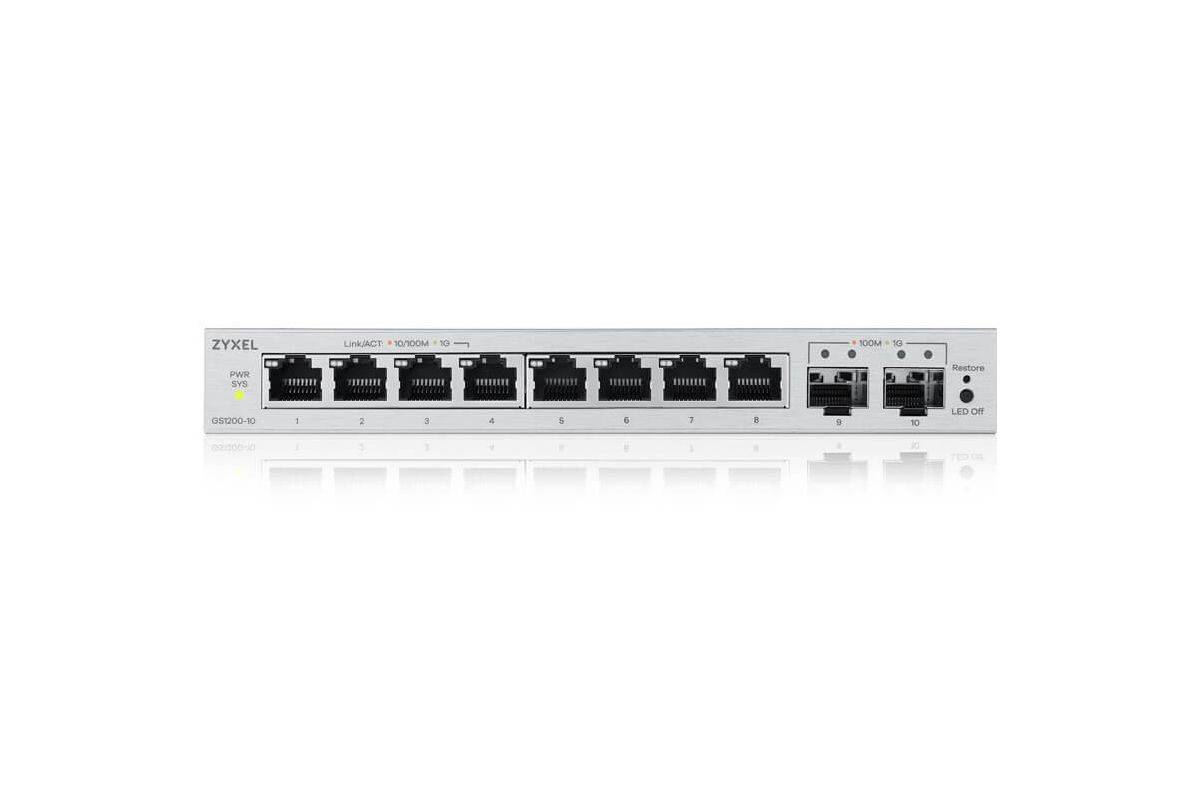 Zyxel GS1200-10v3 Smart Managed Switch 8x Gigabit Ethernet, 2x 1G SFP-1