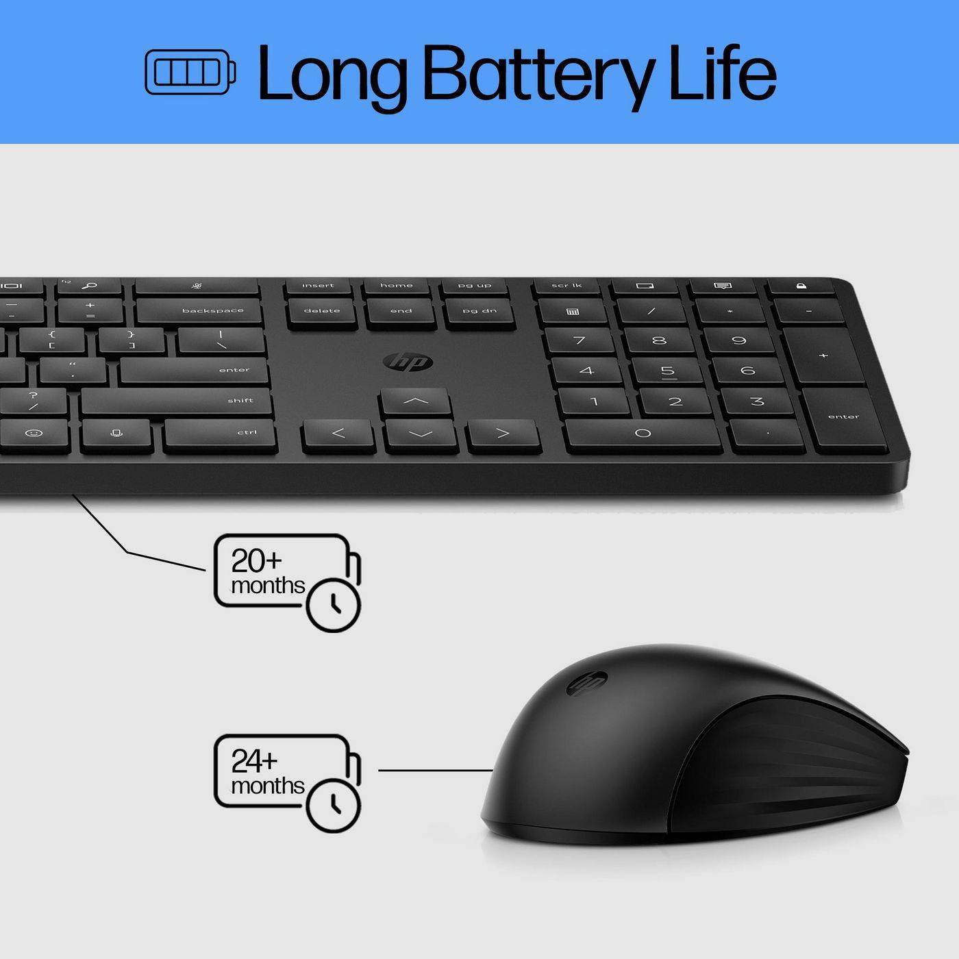 HP - 650 Wireless Keyboard and M-3