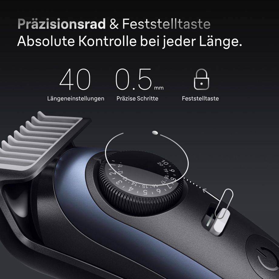Braun BeardTrimmer 7 BT7520, Waschbar, Akku, Schwarz, Blau-4