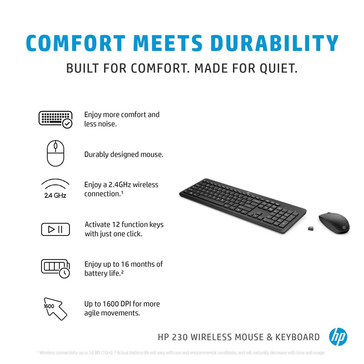 HP 230 Wireless Mouse+Keyboard Combo - Maus - 1.600 dpi-3