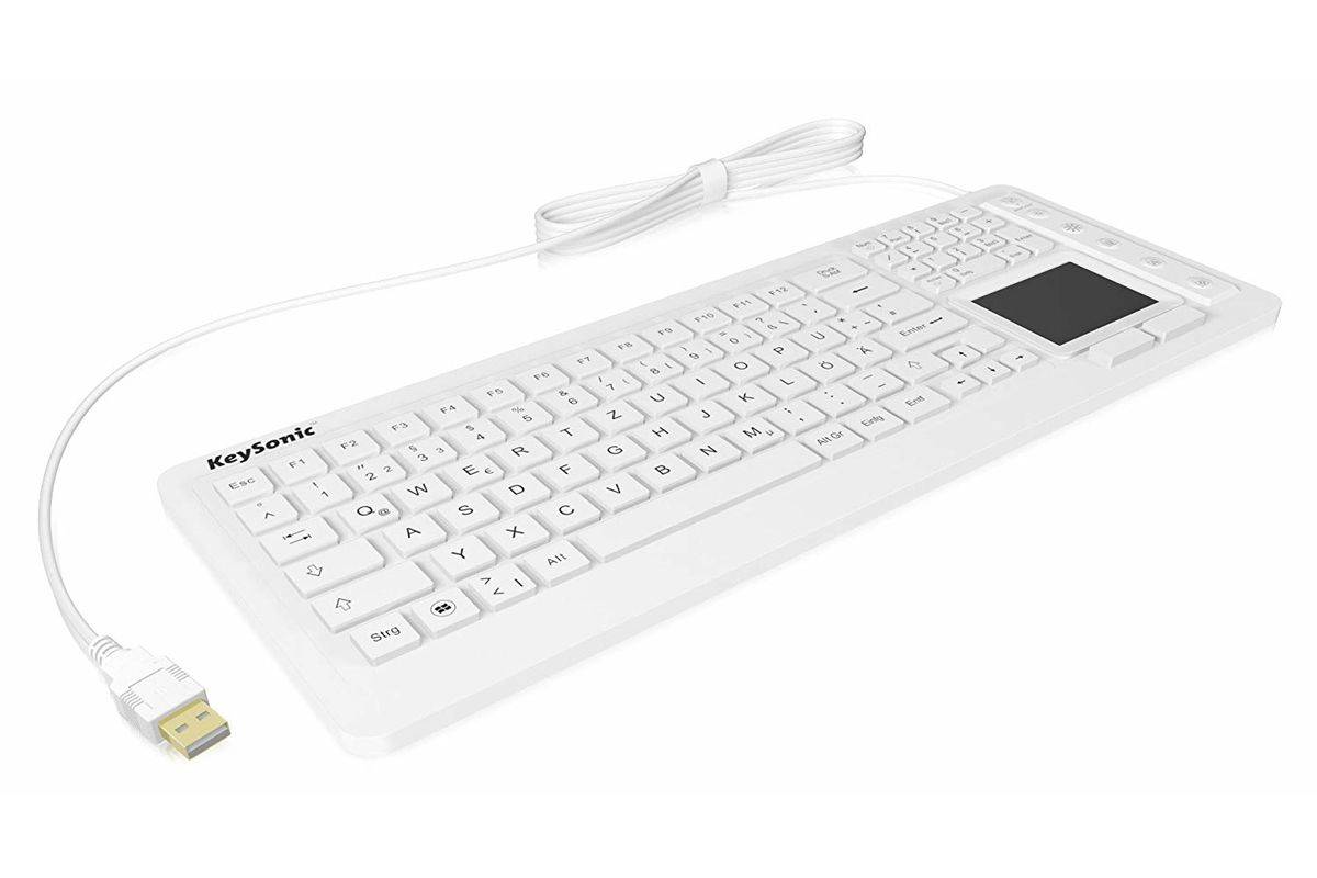 KSK-6231 INEL (DE) Hygienetastatur, Industrietastatur, Beleuchtung, Touchpad, weiß, 2 Maustasten, USB, Wasserdicht IP68-0