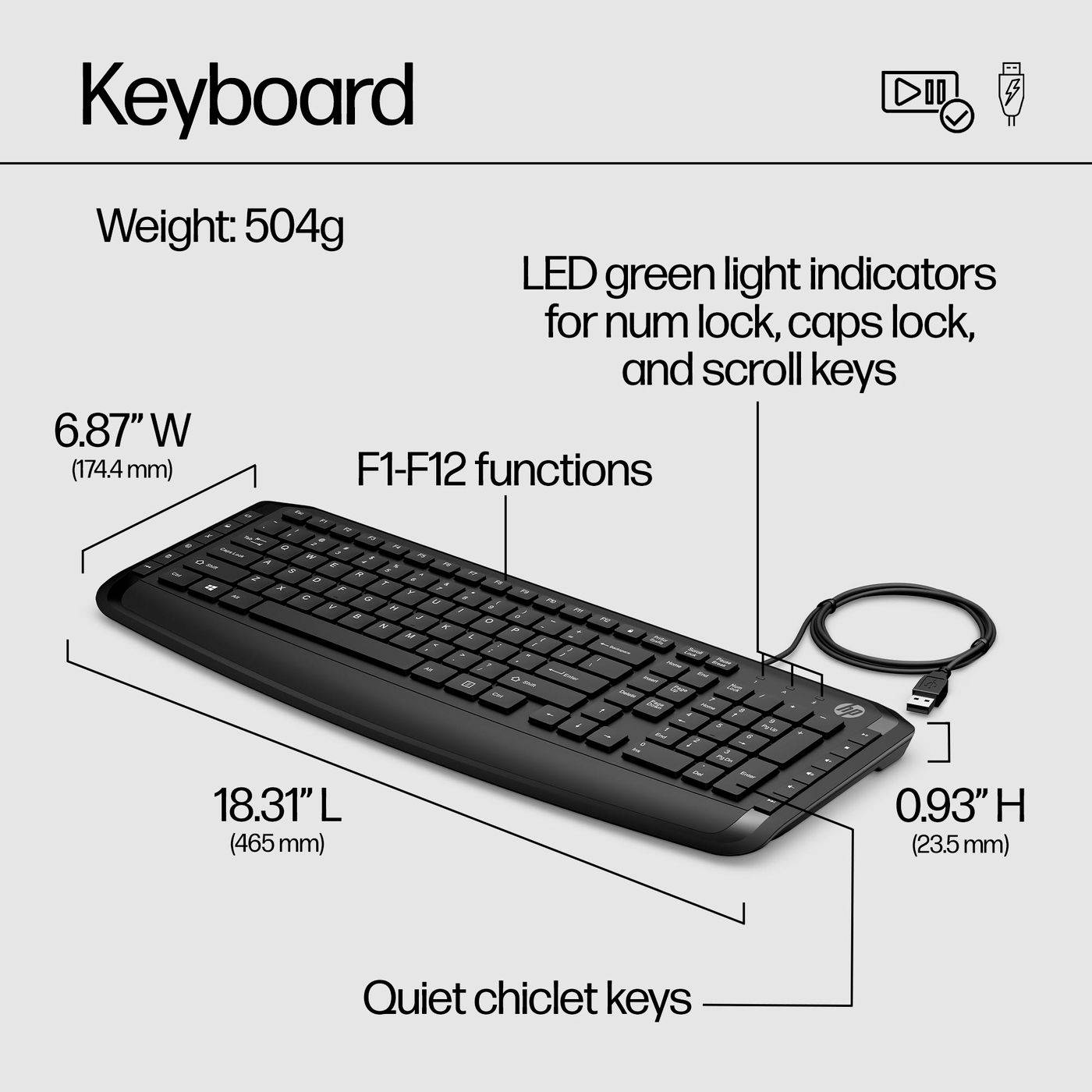 HP - Wired Keyboard Mouse 250 NR-1