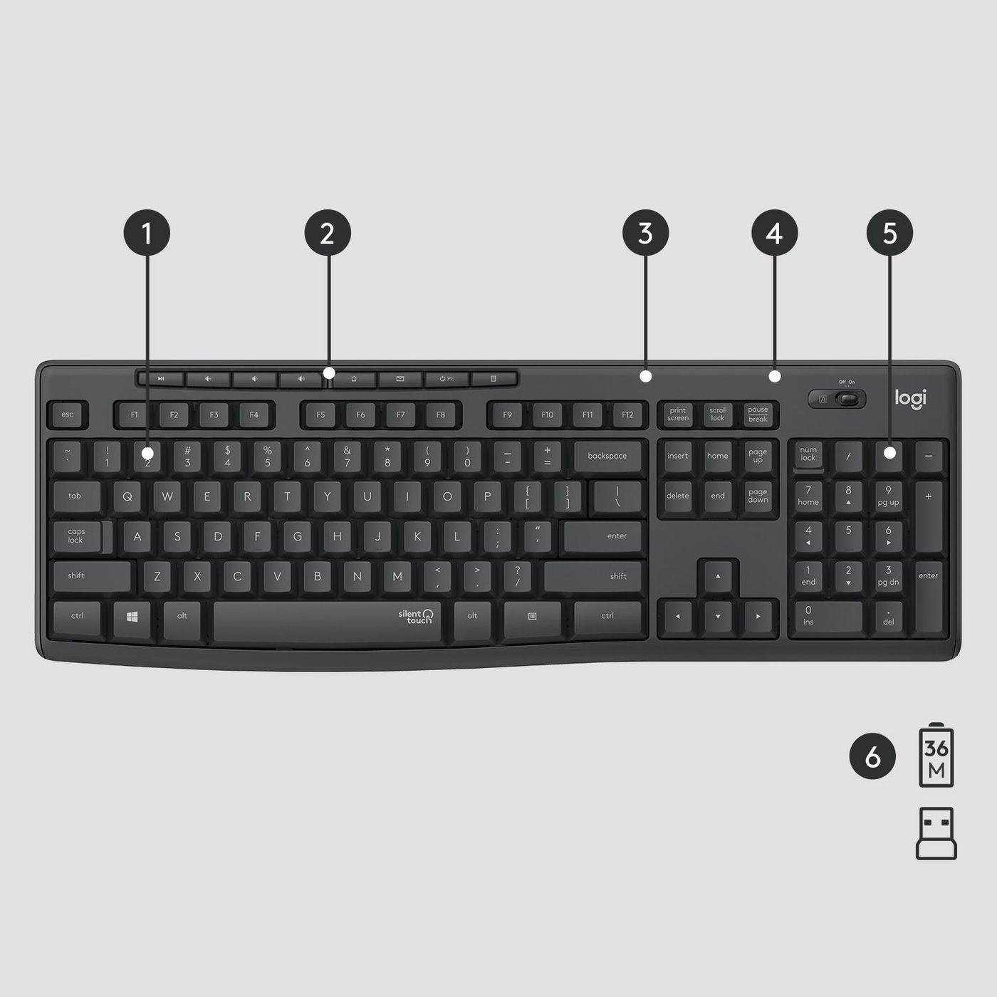 Logitech MK295 Silent Tastatur-und-Maus-Set 920-009800-6