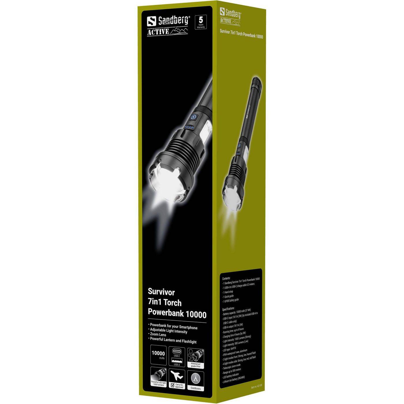 Sandberg Active - Taschenlampe - LED - 3 Modi-4