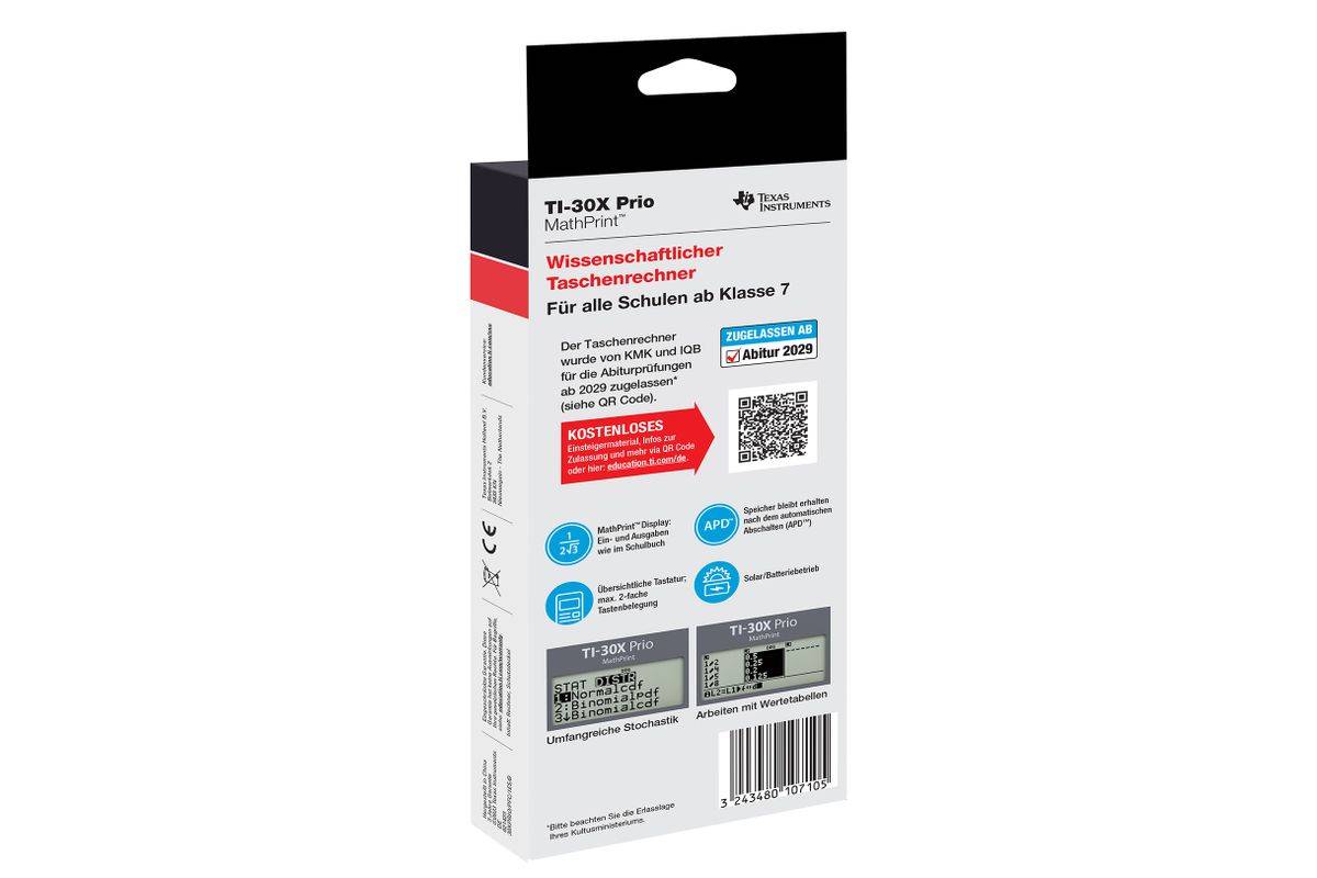 Texas Schulrechner TI-30 X Prio MathPrint Solar/ Battery-1