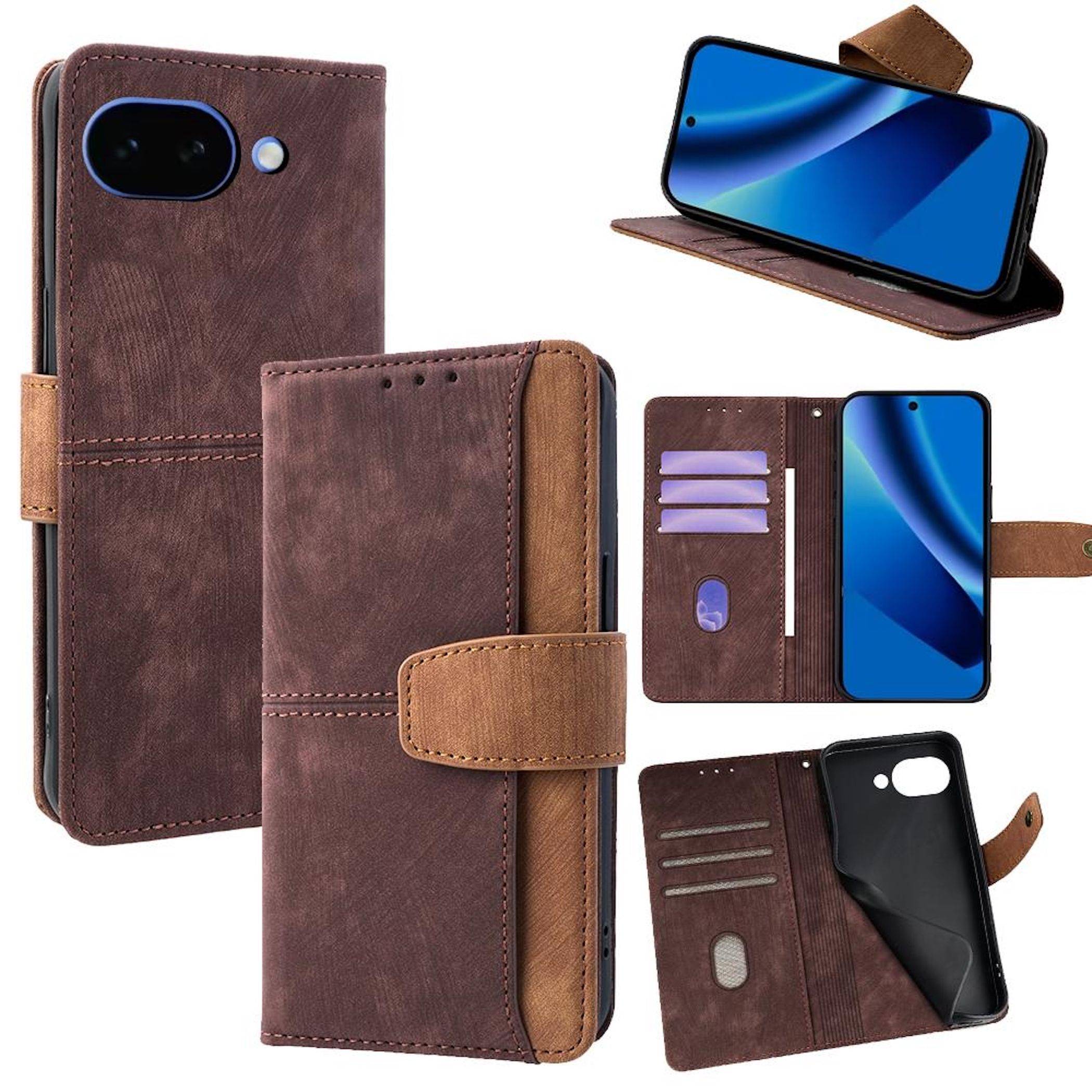 Handy Hülle Klapphülle Google Pixel 10a RFID Schutz Kartenfach Cover Braun-0