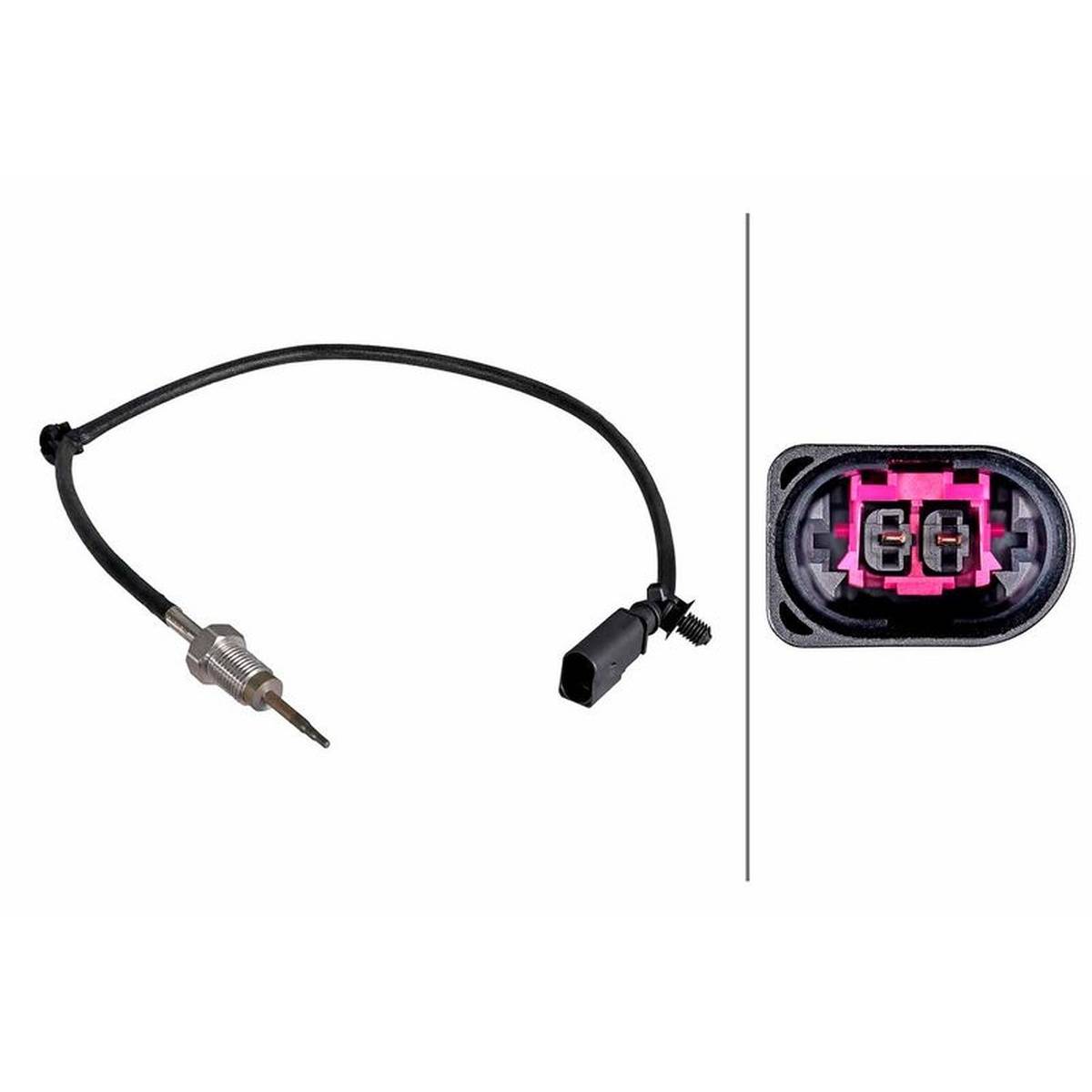Sensor Abgastemperatur geschraubt 2-polig 570 mm Kabel HELLA für u.a. AUDI A4-1