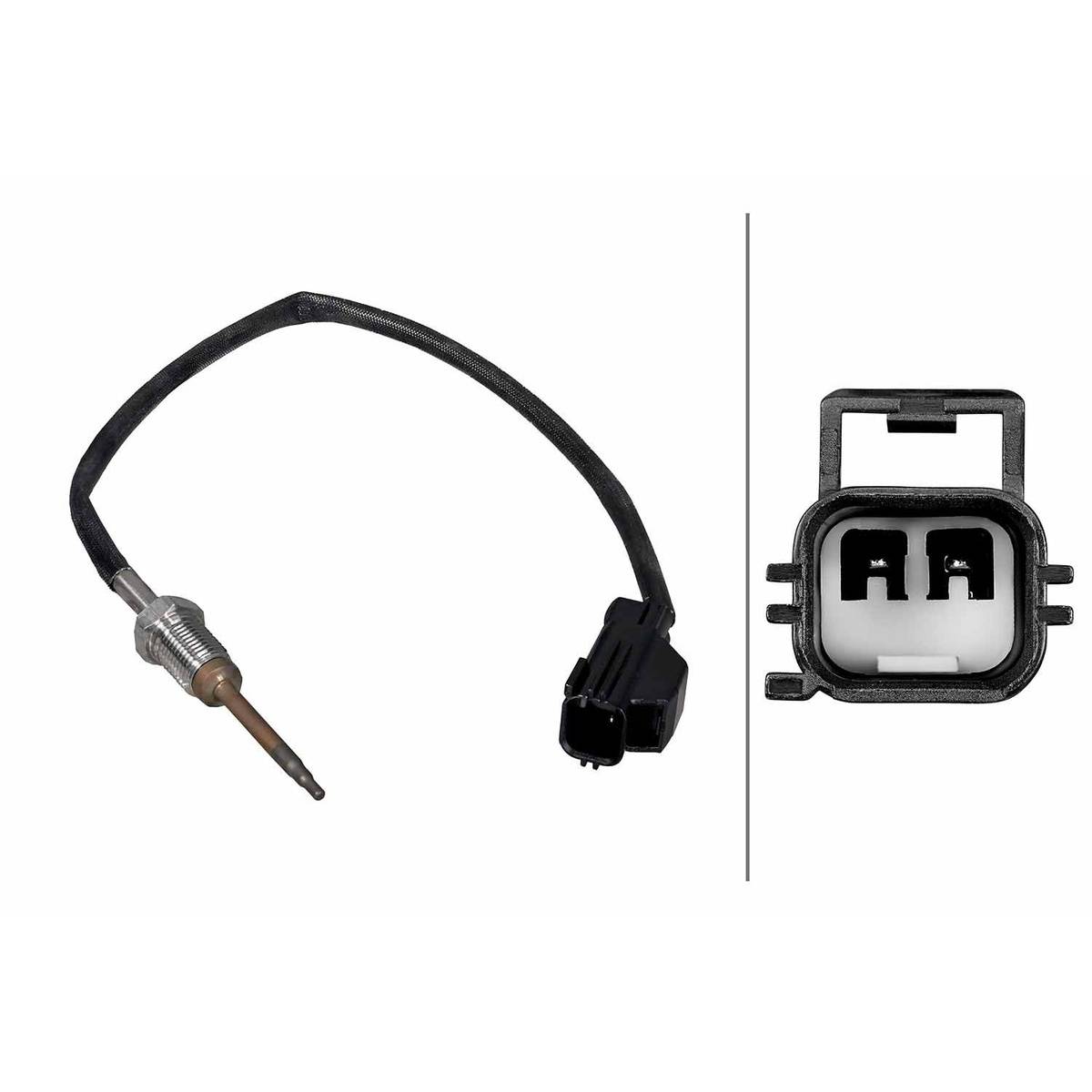 Sensor Abgastemperatur 2-polig 335 mm Kabel HELLA für u.a. FORD TRANSIT-1