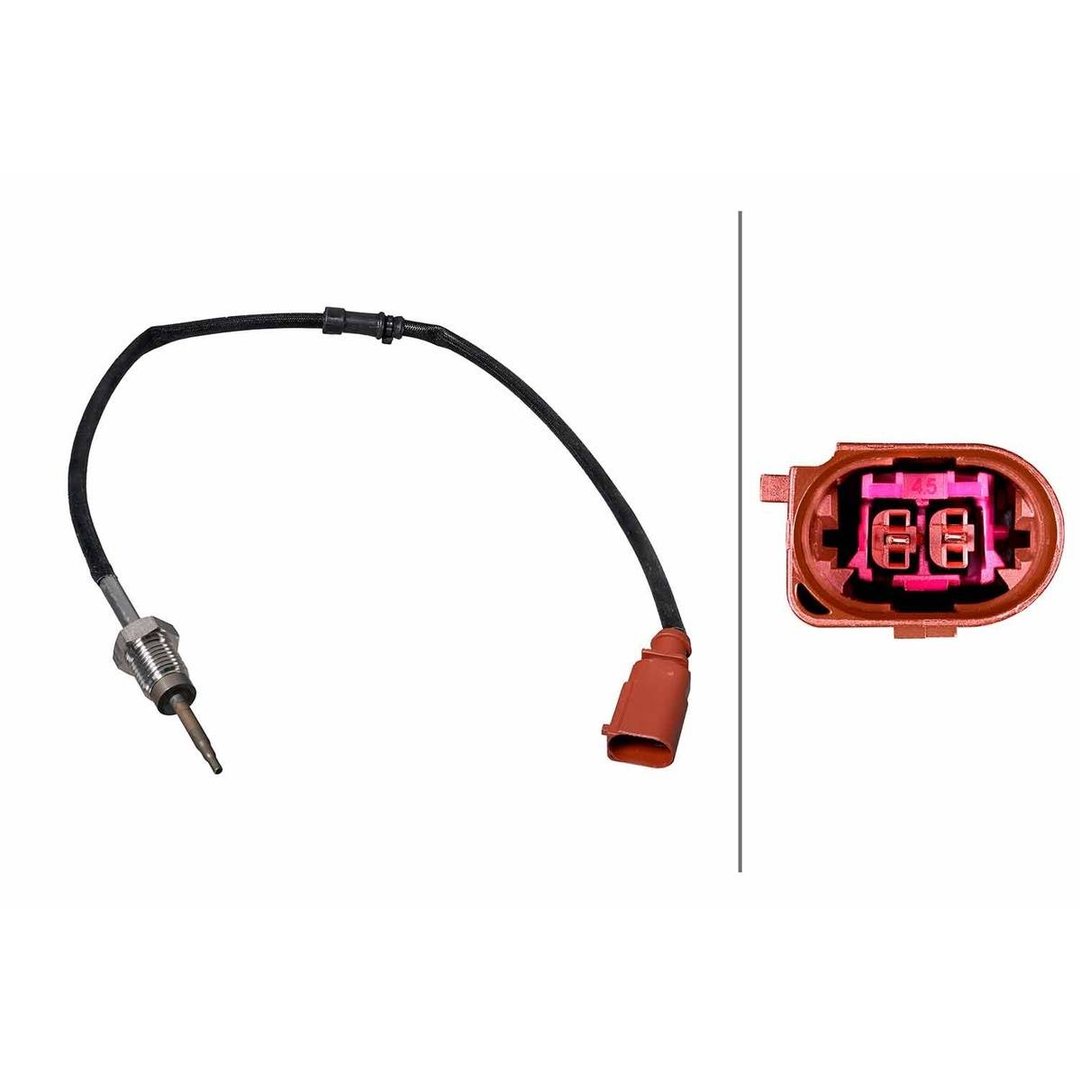 Sensor Abgastemperatur geschraubt 2-polig 510 mm Kabel HELLA für u.a. VW CC-1