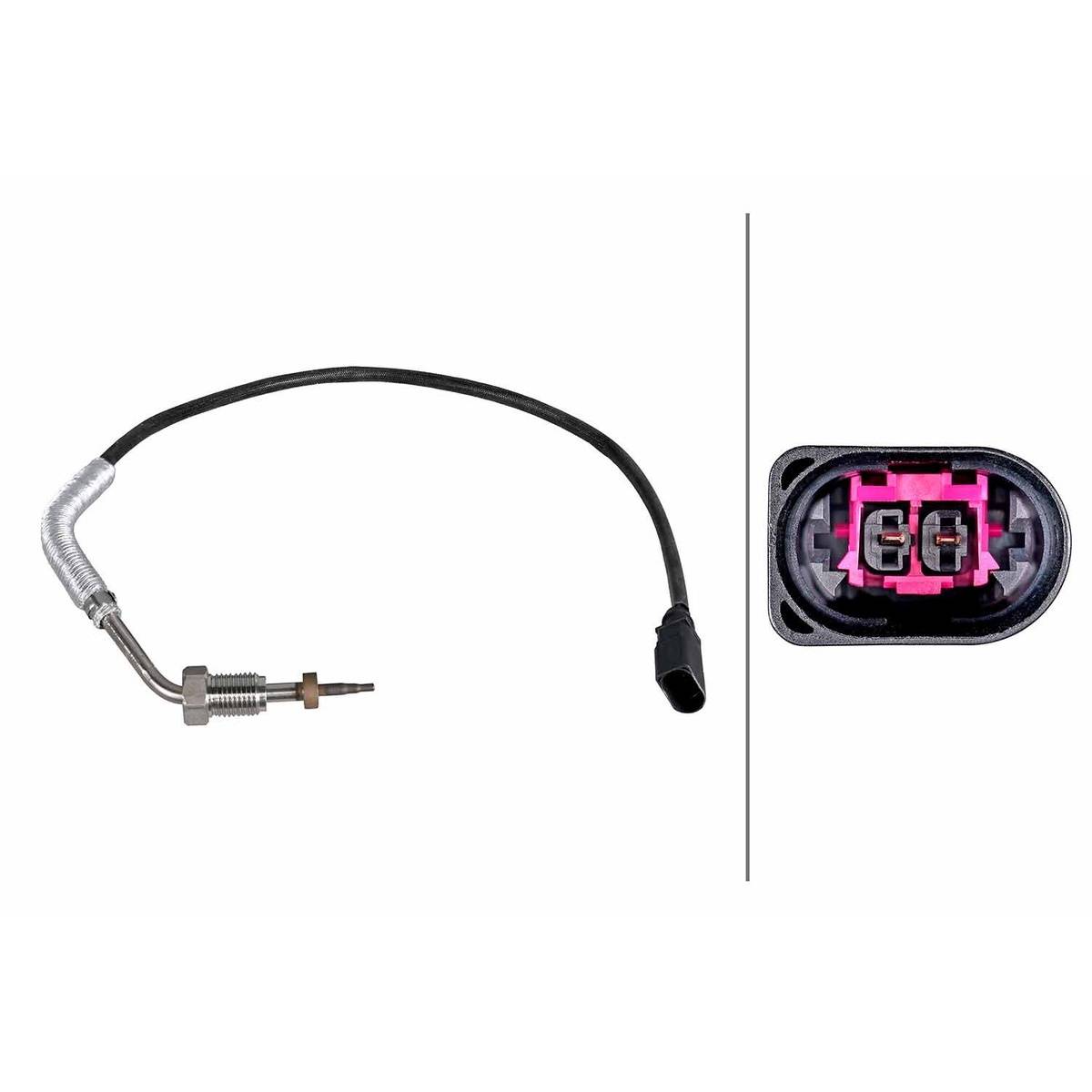 Sensor Abgastemperatur geschraubt 2-polig 550 mm Kabel HELLA für u.a. VW CADDY-1