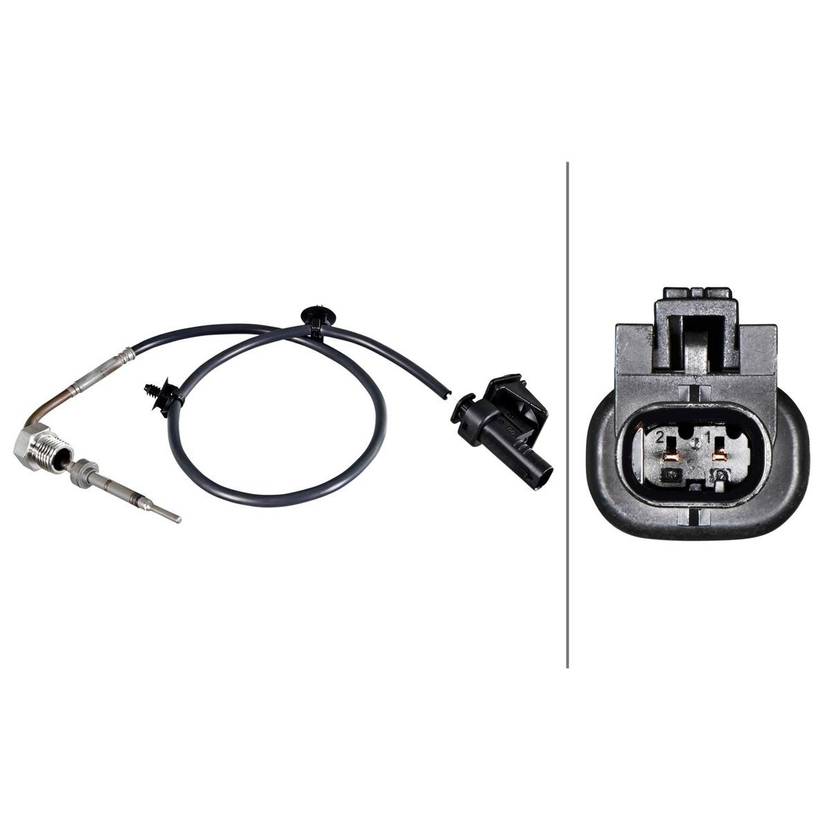 Sensor Abgastemperatur 2-polig 496 mm Kabel HELLA für u.a. OPEL MOKKA-3