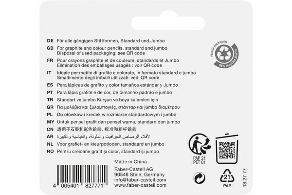 FABER-CASTELL Spitzer Doppelspitzdose Sleeve L-Hand BK
