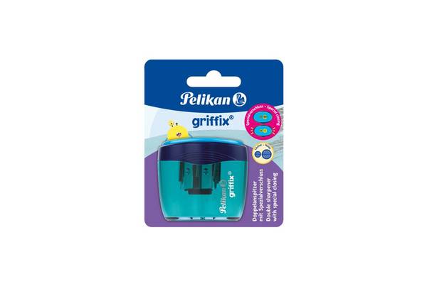 Pelikan Doppeldosenanspitzer griffix Blau 1 ST, Manueller Bleistiftspitzer, Blau, Kunststoff, 56 mm, 60 mm, 39 mm