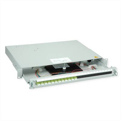 TELEGÄRTNER PROFI V LWL-Panel mit Kupplungen & Pigtails, 12x LC Duplex, lindgrün, OM5, Grade B-0