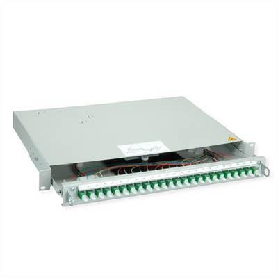 TELEGÄRTNER PROFI V LWL-Panel mit Kupplungen & Pigtails, 24x E2000, grün, OS2 APC, Grade B-0