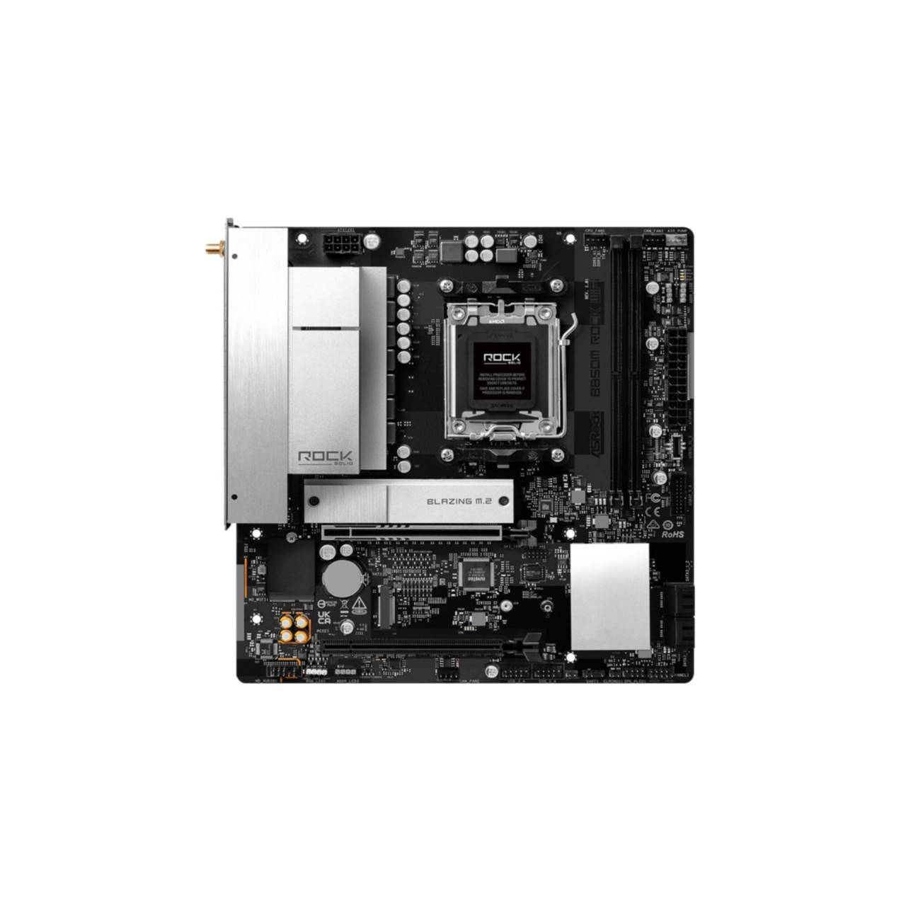 ASRock B850M Rock WiFi, AMD, Sockel AM5, AMD Ryzen 7000 Series, AMD Ryzen 8000 Series, AMD Ryzen 9000 Series, DDR5-SDR-1