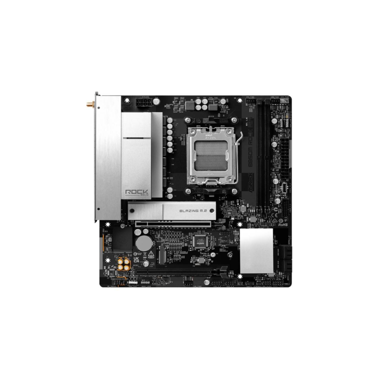 ASRock B850M Rock WiFi, AMD, Sockel AM5, AMD Ryzen 7000 Series, AMD Ryzen 8000 Series, AMD Ryzen 9000 Series, DDR5-SDR-2
