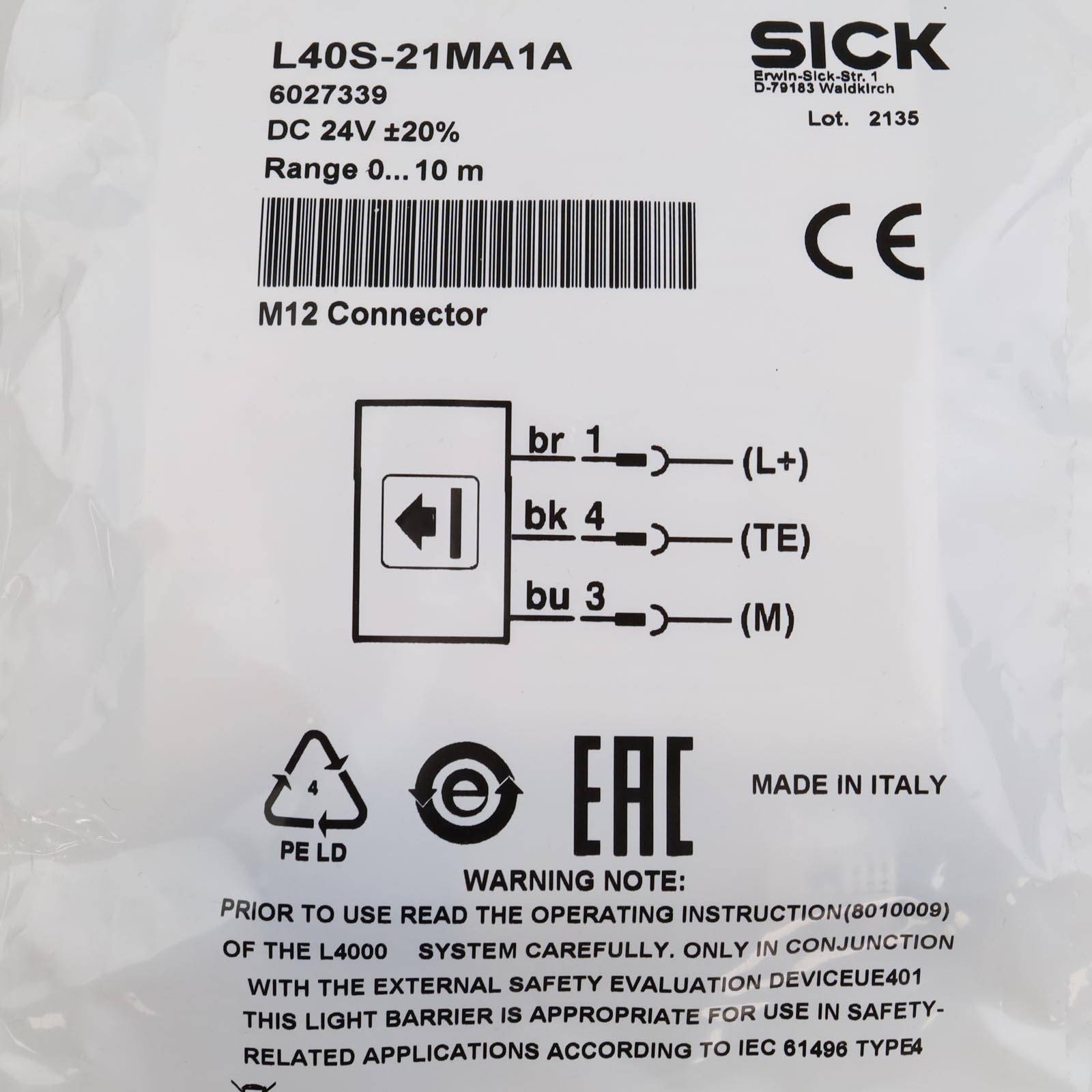 SICK Sicherheitslichtschranke L40S-21MA1A 6027339 OVP-1