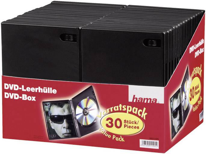 DVD-Leerhüllen, 30er-Pack, Schwarz, Vorratspack