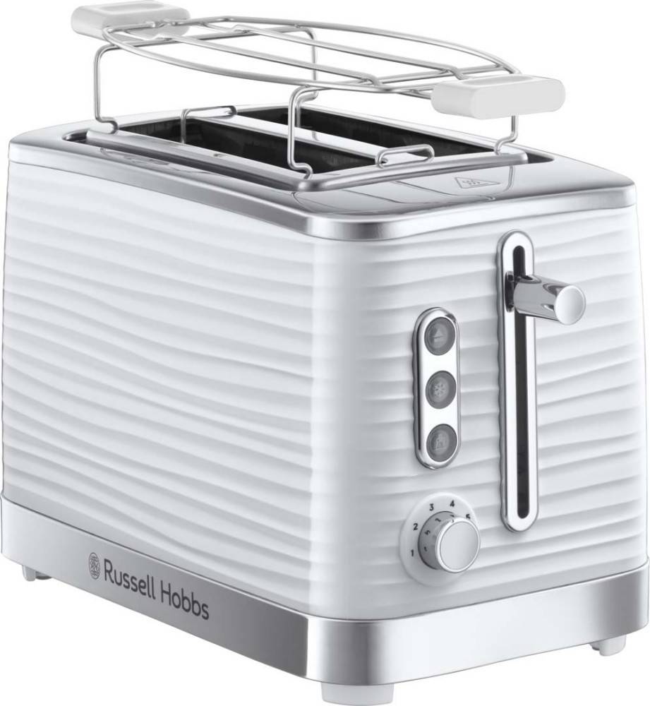 Russel Hobs Inspire white Toaster 1050W 2 Scheiben Brötchenaufsatz-0