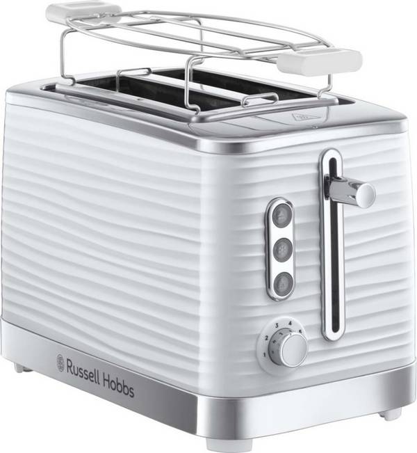 Russel Hobs Inspire white Toaster 1050W 2 Scheiben Brötchenaufsatz