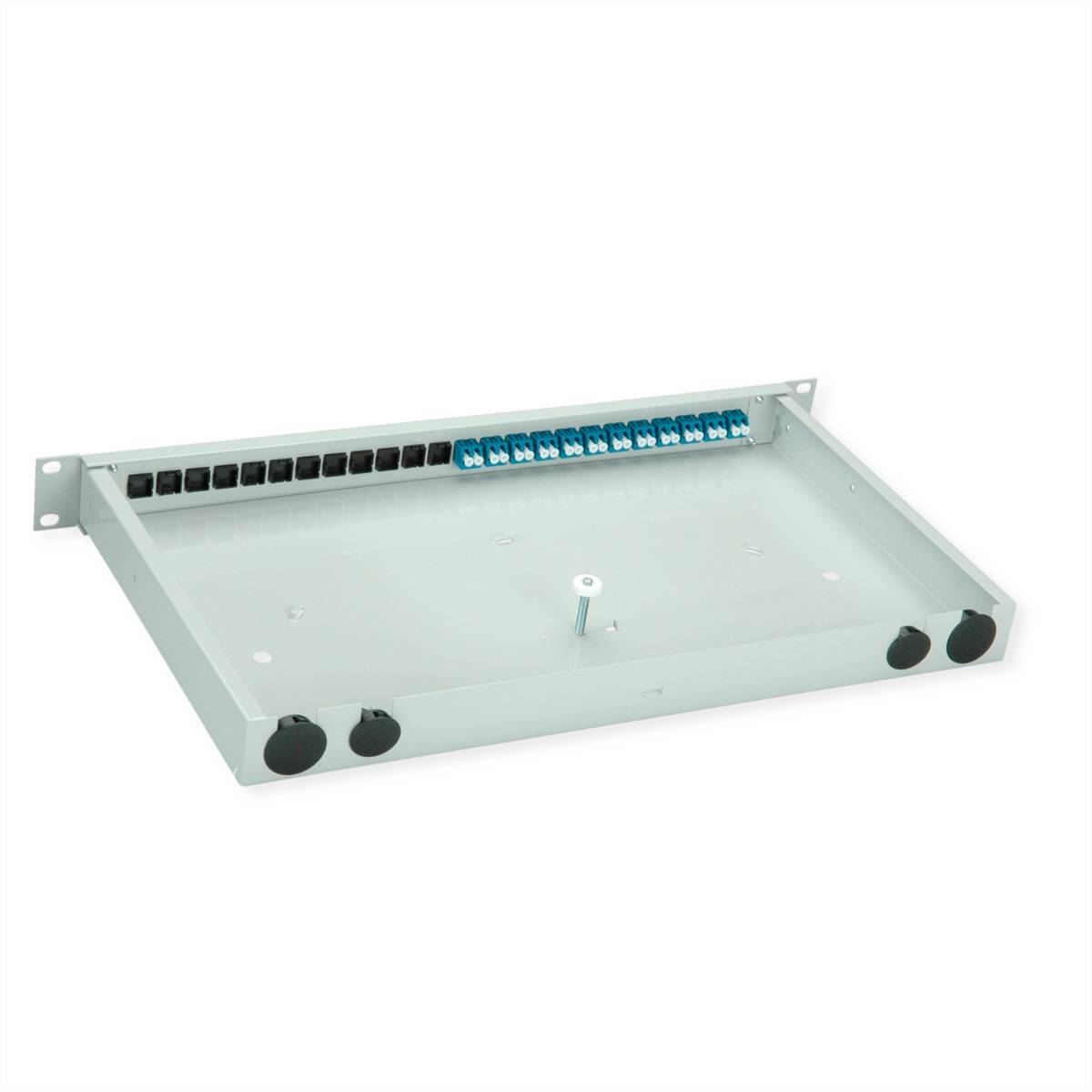 TELEGÄRTNER BASIS eco LWL-Panel mit Kupplungen, 12x LC Duplex, blau, OS2-1