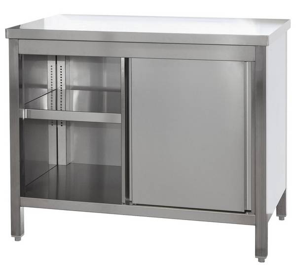 A&S Gastro Edelstahl Arbeitsschrank mit Türen und höhenverstellbaren Zwischenboden | Bautiefe 600mm | AISI 304