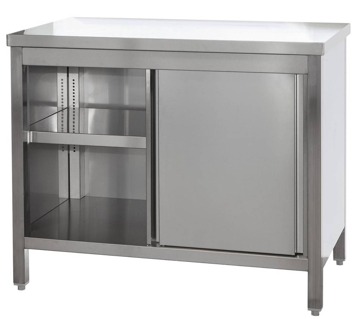 A&S Gastro Edelstahl Arbeitsschrank mit Türen und höhenverstellbaren Zwischenboden | Bautiefe 600mm | AISI 304-0
