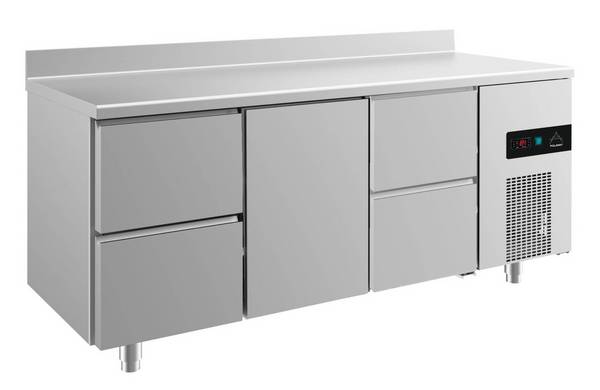 A&S Polarny Kühltisch -2 bis +8°C 1865x700x850mm mit 1x Tür und 2x zwei Schubladen u. Aufkantung