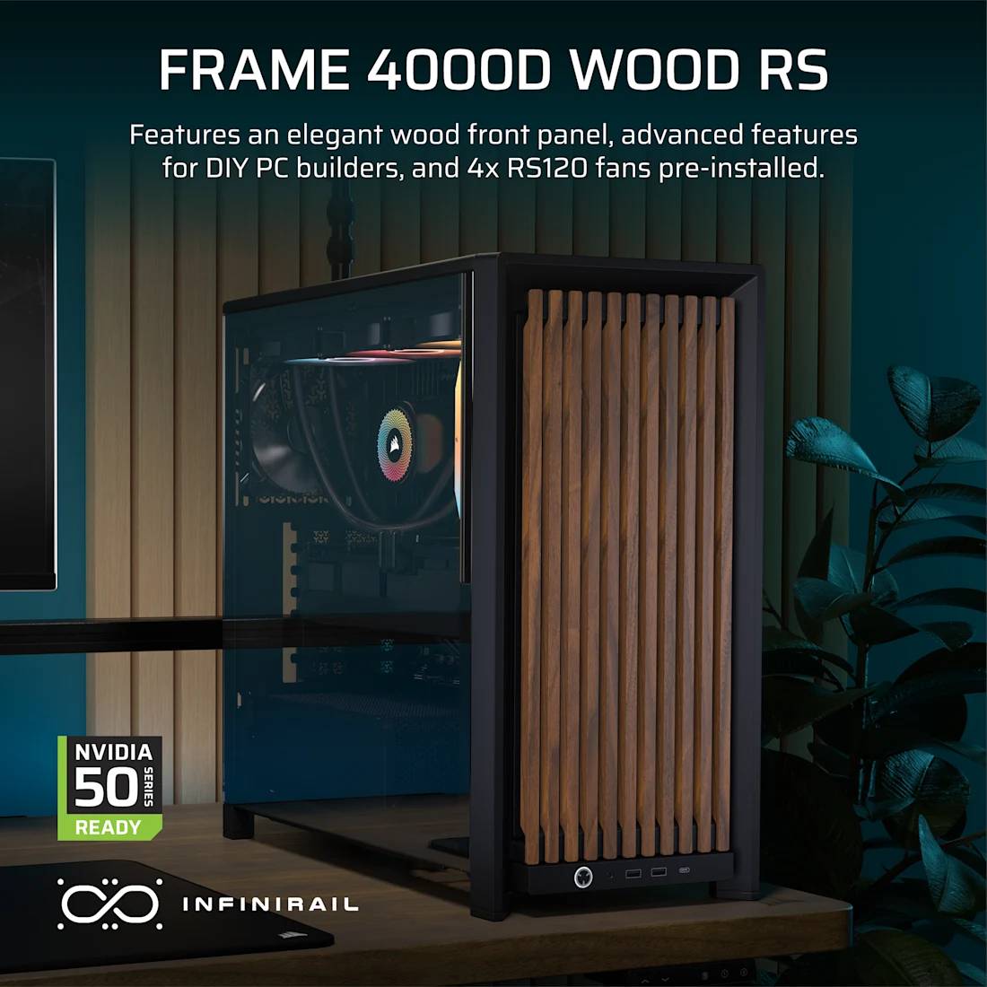 CORSAIR Geh Midi FRAME 4000D RS Wood Mid-Tower, Black/Walnut Multimedia-Technik Gehäuse-3
