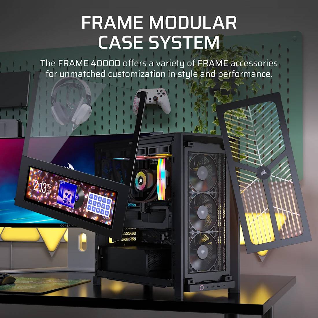 CORSAIR Geh Midi FRAME 4000D RS Wood Mid-Tower, Black/Walnut Multimedia-Technik Gehäuse-4
