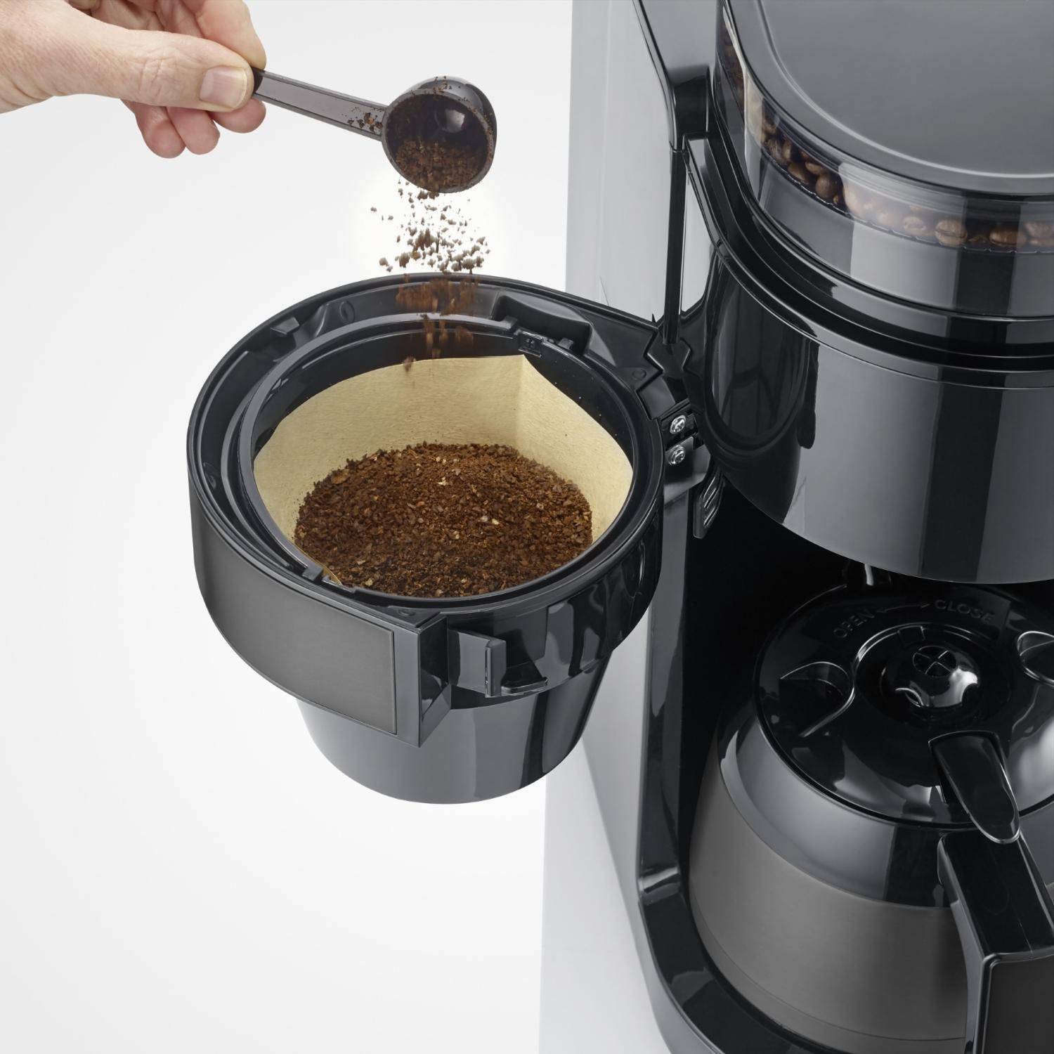 Severin KA4831, Filterkaffeemaschine, Kaffeebohnen, Gemahlener Kaffee, Eingebautes Mahlwerk, 900 W, Schwarz-1