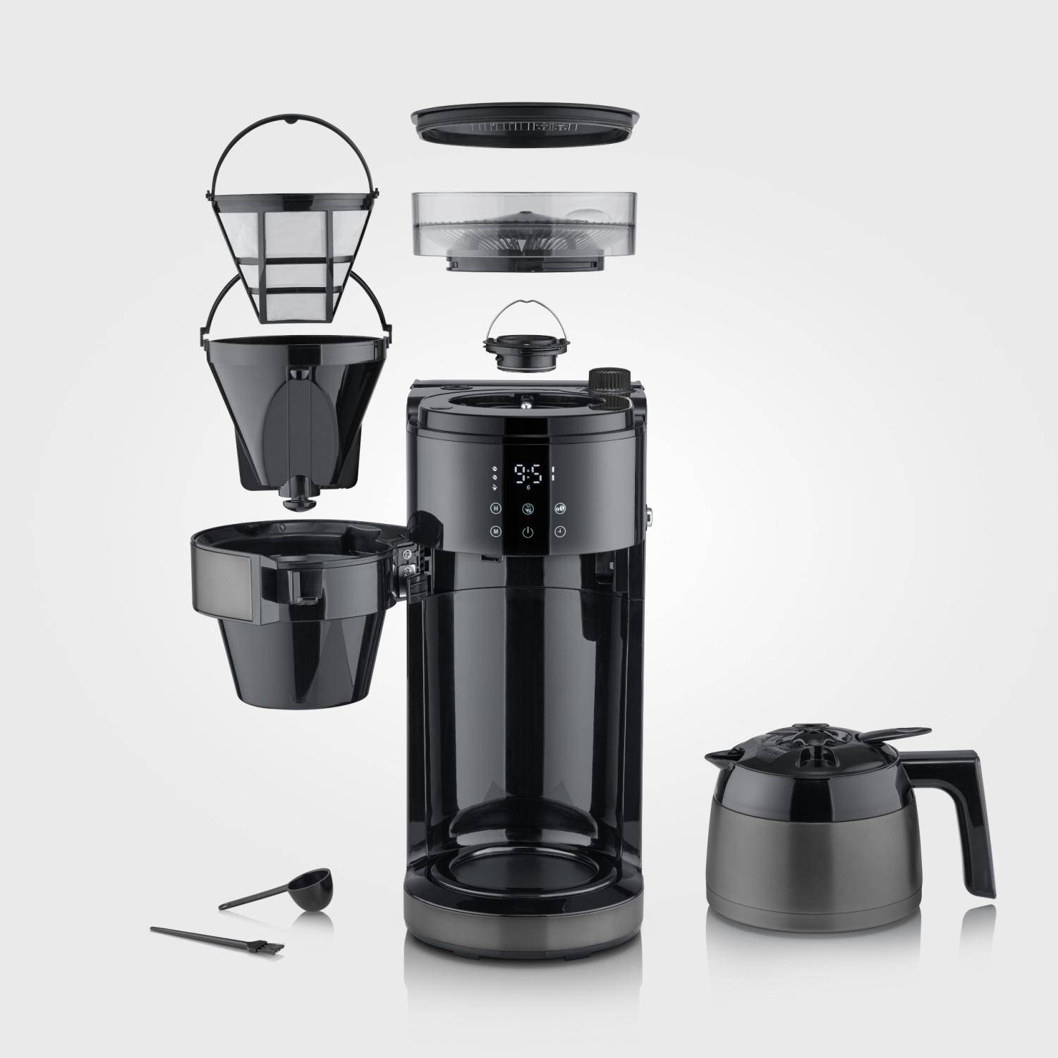 Severin KA4831, Filterkaffeemaschine, Kaffeebohnen, Gemahlener Kaffee, Eingebautes Mahlwerk, 900 W, Schwarz-3