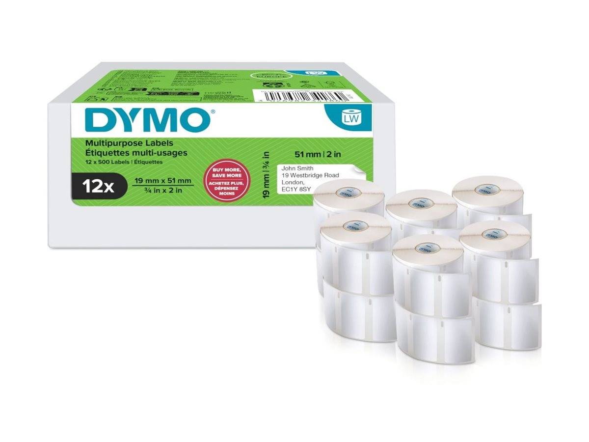 Dymo Klebstoff - weiß - 19 x 51 mm 500 Etikett(en) (12 Rolle(n)-1