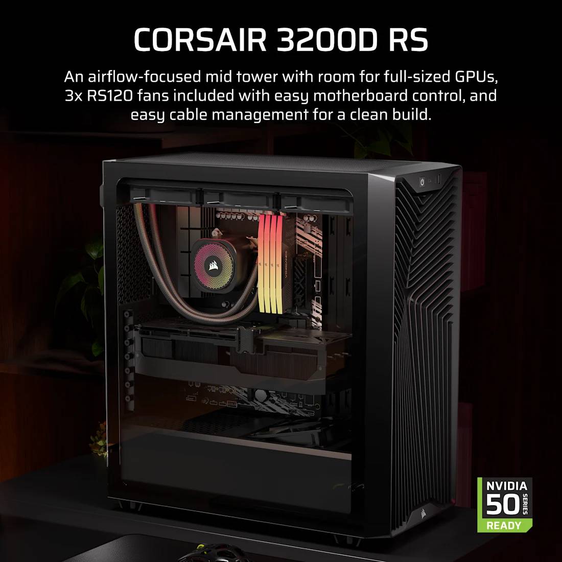 Corsair 3200D RS, Midi Tower, PC, Grau, ATX, Mini-ATX, micro ATX, Kunststoff, Stahl, Gaming-3