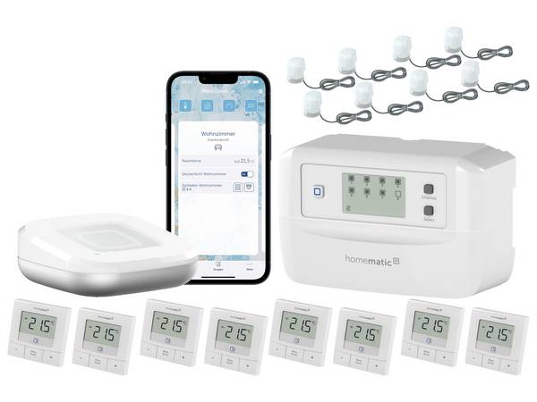 HOMEMATIC IP Starterset Fußbodenheizung für 8 Räume