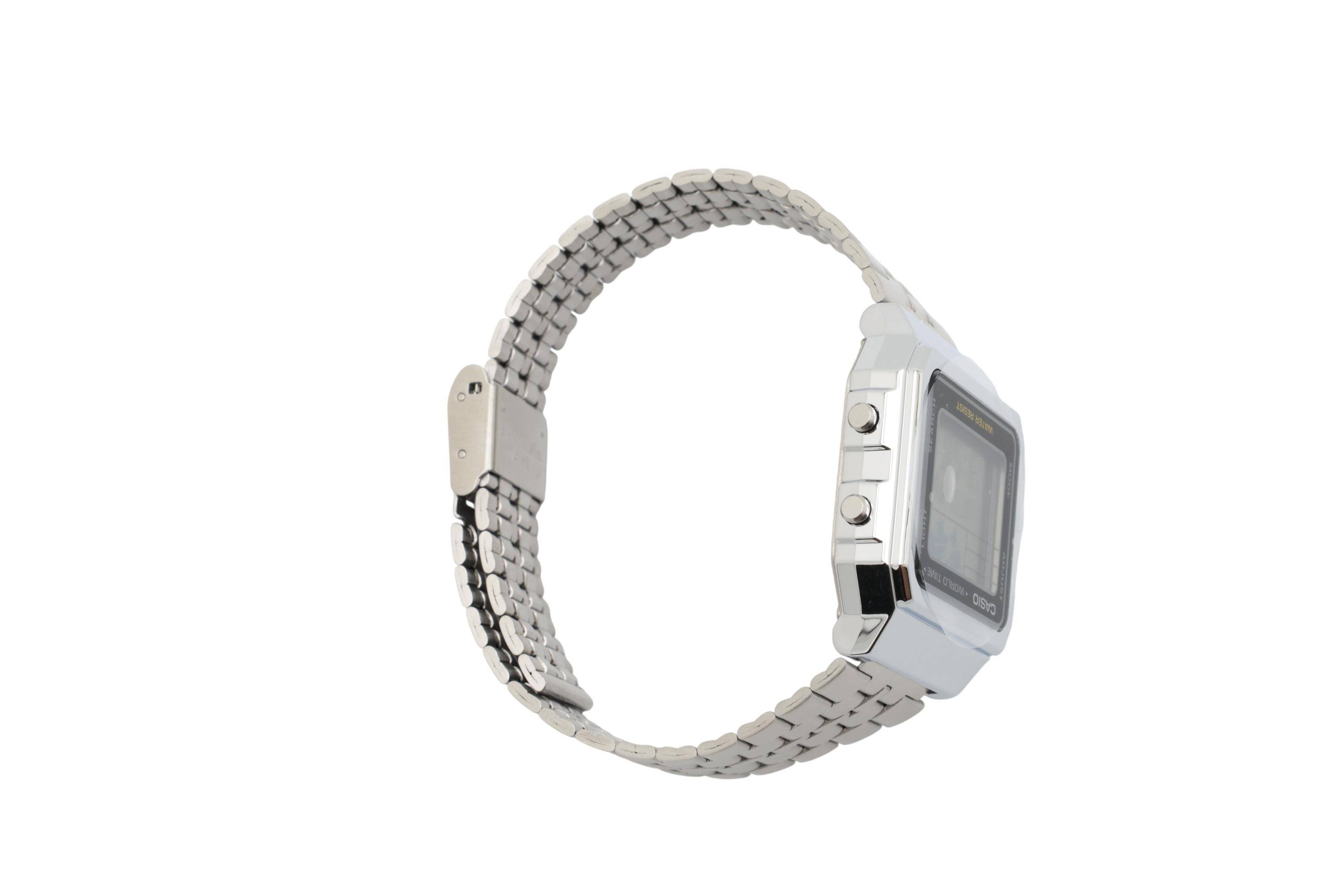 Casio A500WA-1DF Vintage Kollektion Weltzeit Uhr silber-0