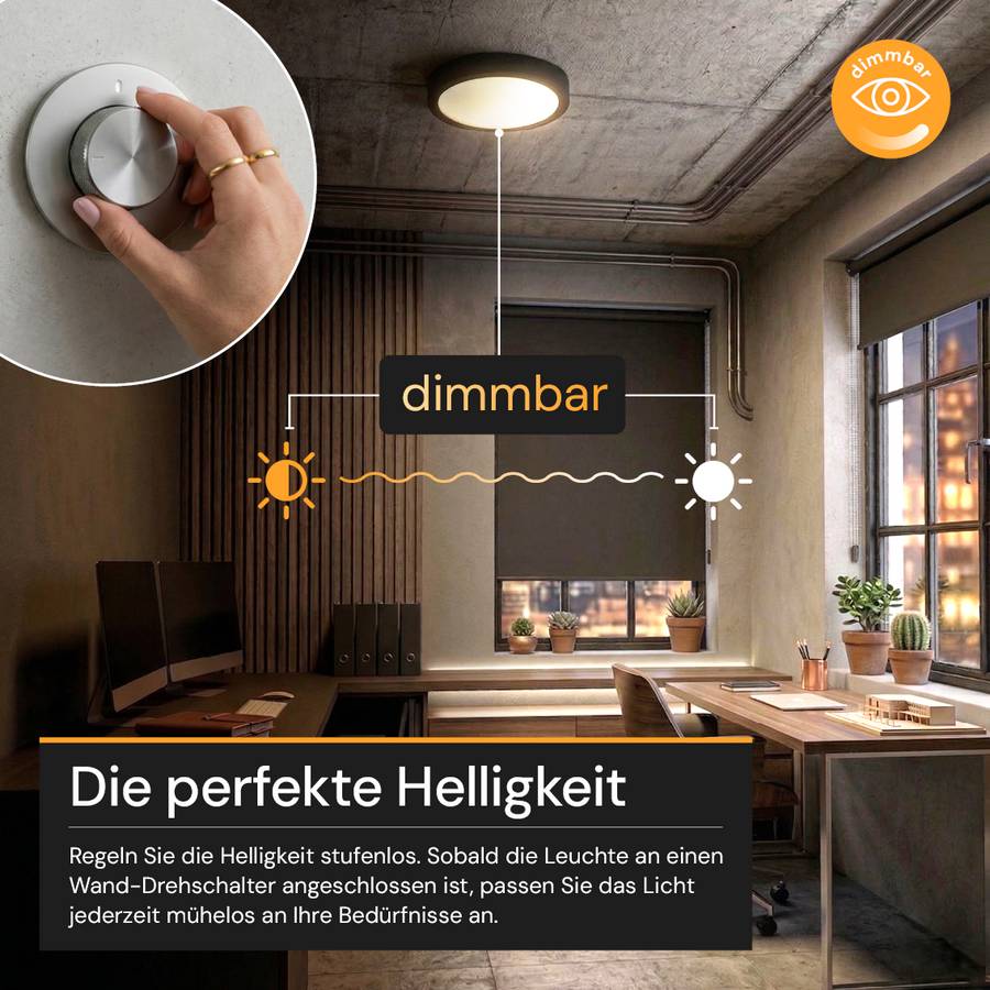 ENOVALITE LED Panel 12W 2700- 5700K Warm- Kaltweiß Dimmbar Variabler Lochausschnitt Einbauleuchte Aufbauleuchte Schwarz-1