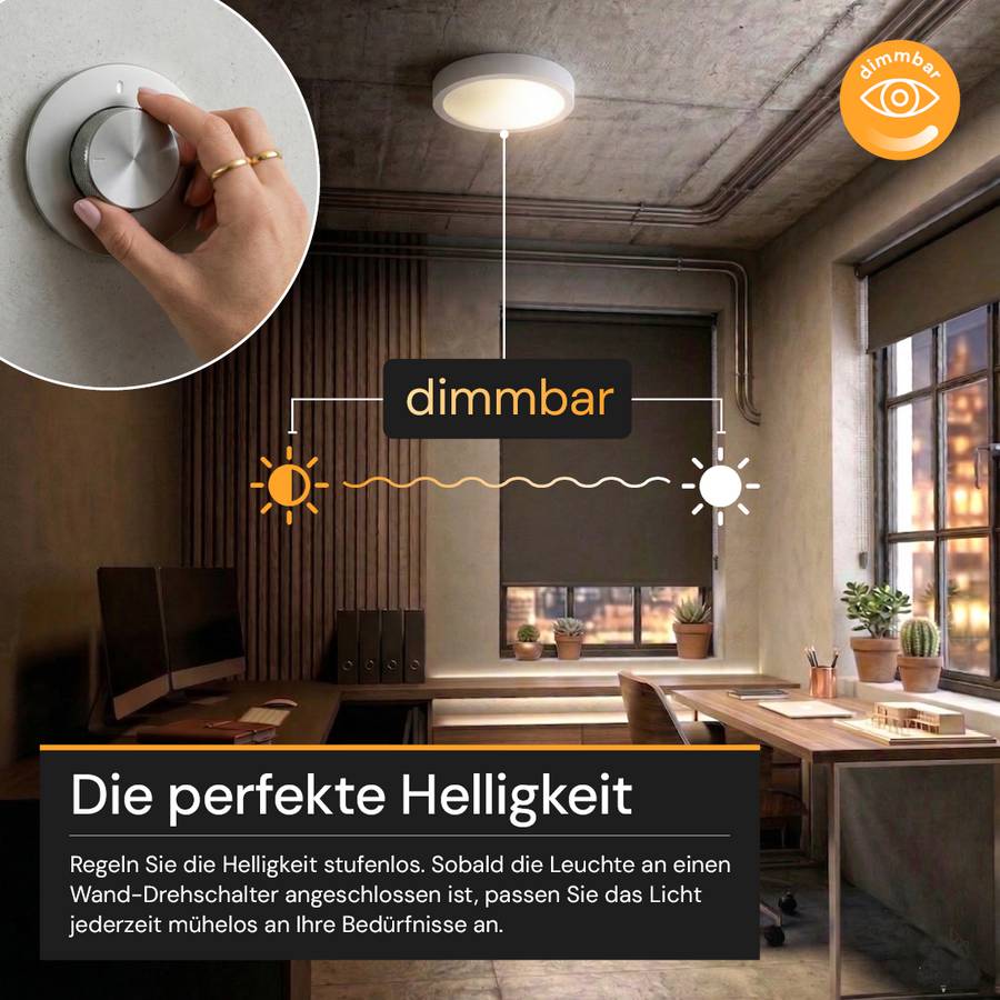 ENOVALITE LED Panel 12W 2700- 5700K Warm- Kaltweiß Dimmbar Variabler Lochausschnitt Einbauleuchte Aufbauleuchte Weiß-1