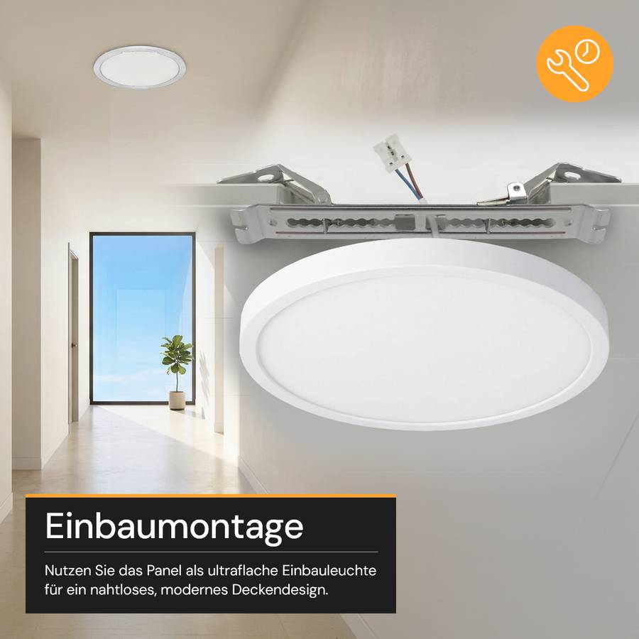 ENOVALITE LED Panel 18W 2700- 5700K Warm- Kaltweiß Einbauleuchte Aufbauleuchte Weiß Variabler Lochmaß Anschlussbox-3