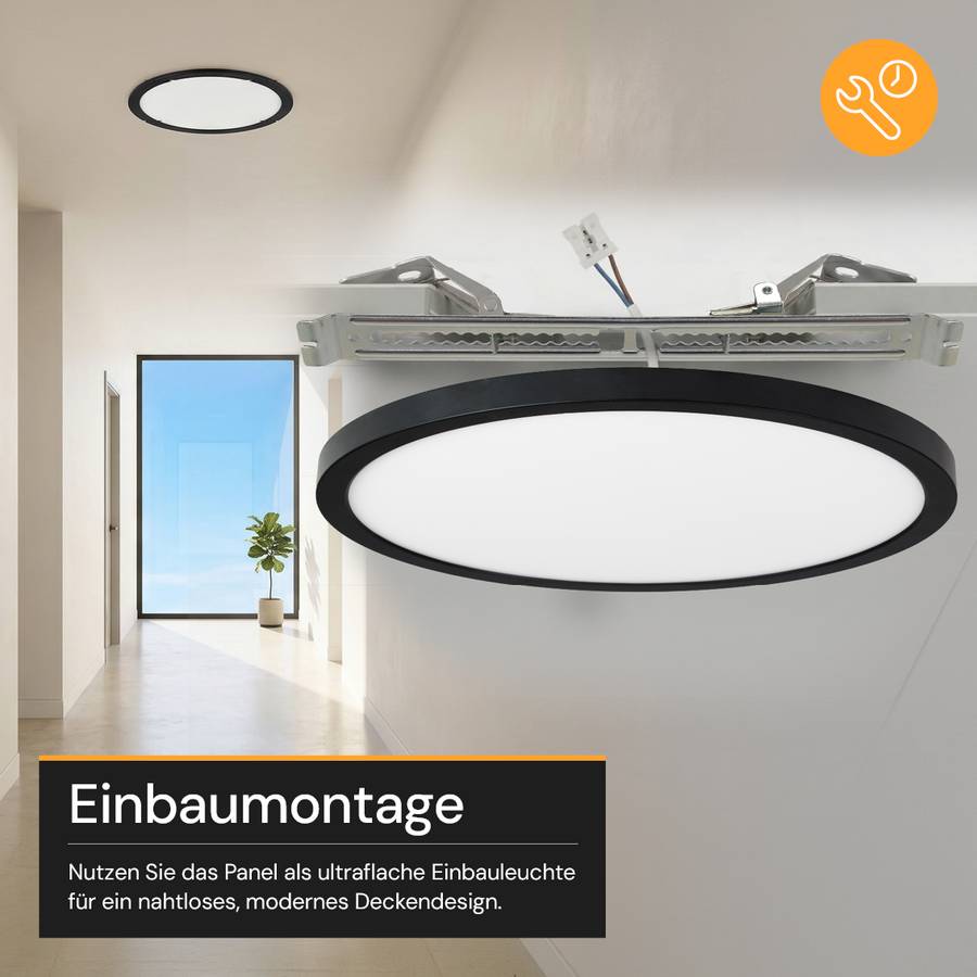 ENOVALITE LED Panel 24W 2700- 5700K Warm- Kaltweiß Einbauleuchte Aufbauleuchte Schwarz Variabler Lochausschnitt-4