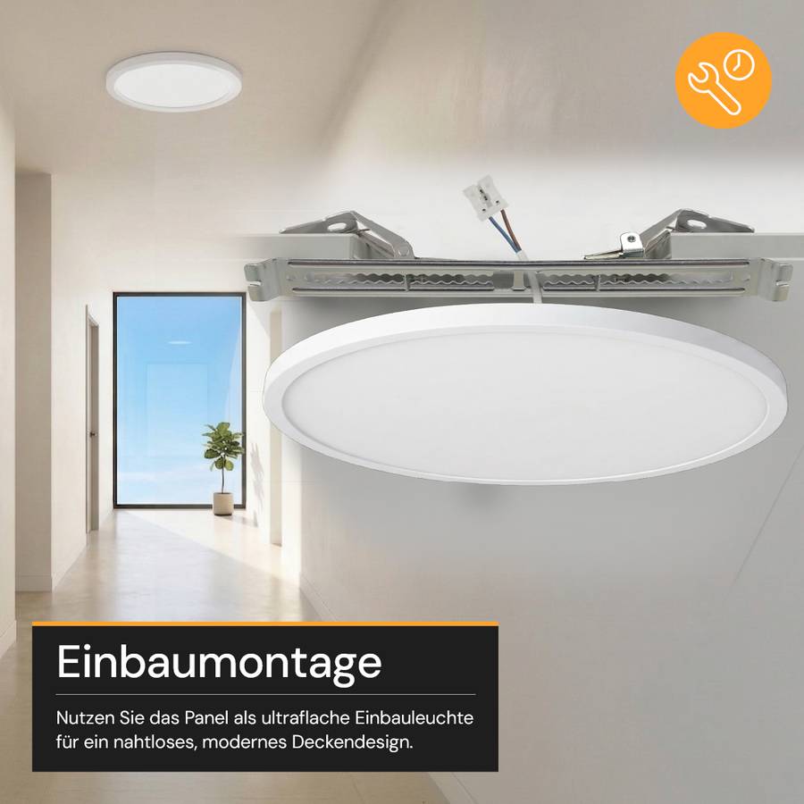 ENOVALITE LED Panel 24W 2700- 5700K Warm- Kaltweiß Einbauleuchte Aufbauleuchte Variabler Lochausschnitt Anschlussbox-4