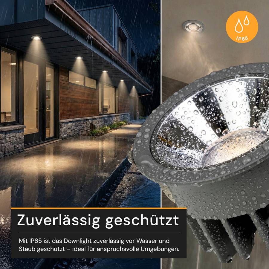 ENOVALITE LED Einbaustrahler 24W CCT 2700- 6500K Warm- Kaltweiß Deckeneinbauleuchte Grau IP65 Wassergeschützt CRI90-4