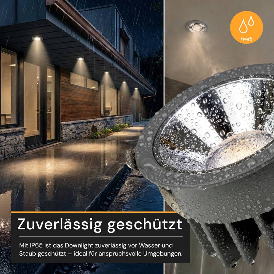 ENOVALITE LED Einbaustrahler 12W CCT 2700- 6500K Warm- Kaltweiß Deckeneinbauleuchte Grau IP65 Wassergeschützt CRI90-4